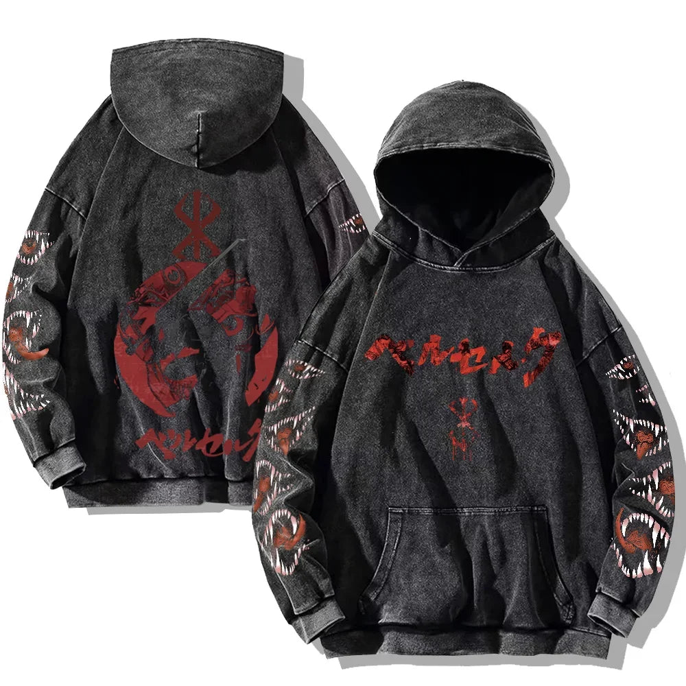 Oversized washed unisex hoodie with graphic print
