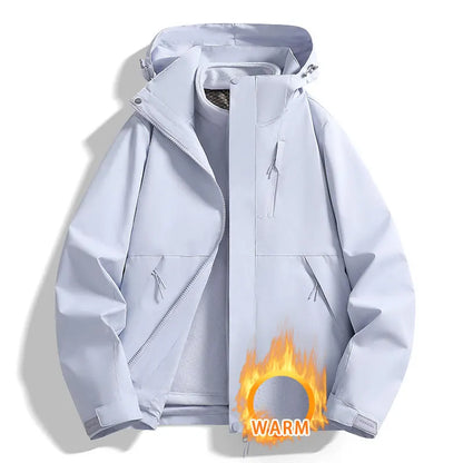 3-in-1 Outdoorjacke mit Kapuze für Herren winddicht wasserabweisend mit Fleece-Innenfutter