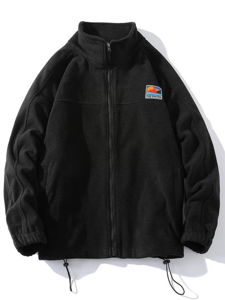 Unisex Fleecejacke mit Stehkragen und Reißverschluss