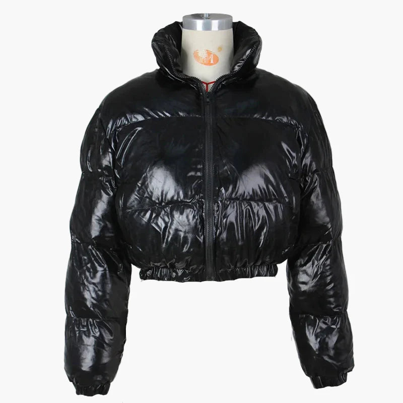 Women's Shiny Short Quilted Jacket – Fashionable Trend Jacket for Everyday and Going Out