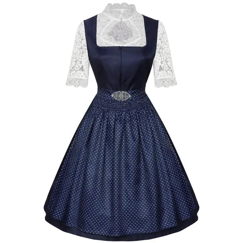 Dirndl mit Schürze und Spitzenbluse Grüner Blauer Trachtenrock Trachtenmode