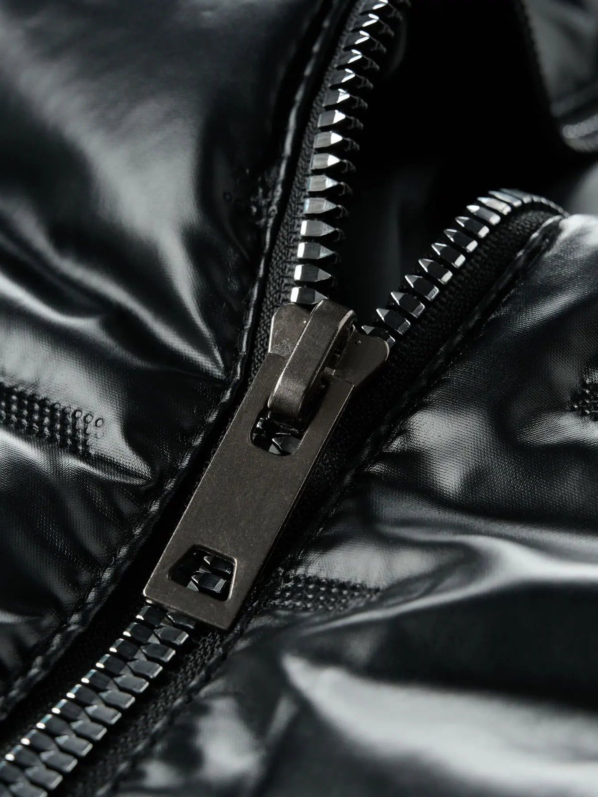 Men's Black Shiny Hooded Puffer Jacket