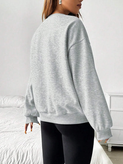 Women's Crew-Neck Oversized Basic Long-Sleeve Sweatshirt