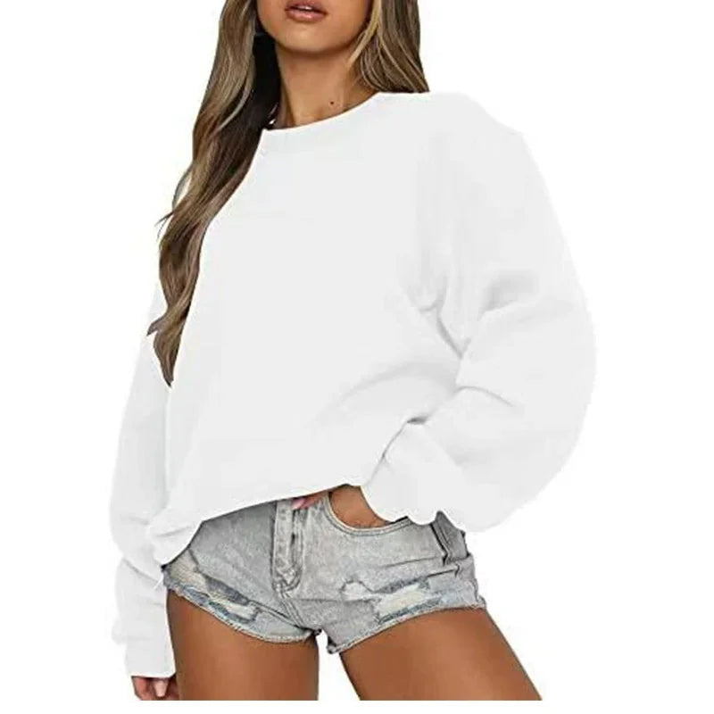 Women's Oversized Crew-Neck Long-Sleeve Sweatshirt