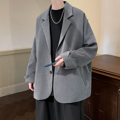 Men's blazer jacket with a relaxed fit, single-breasted