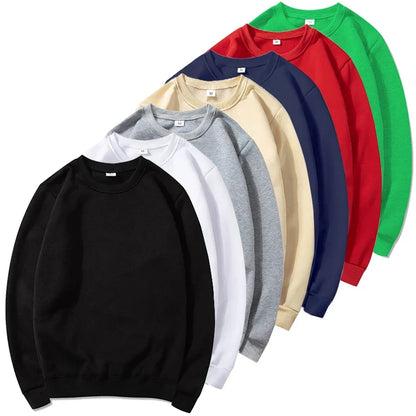 Unisex cotton-blend crew-neck sweatshirt, long sleeves, casual sweater