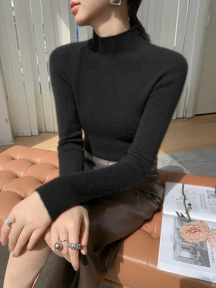 Women's Slim-Fit Ribbed-Knit Long-Sleeve Turtleneck Sweater