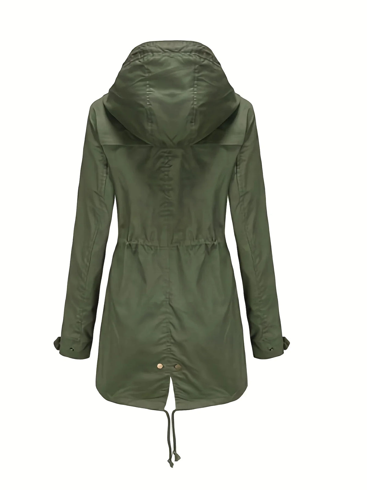 Women's jacket with hood and drawstring, khaki