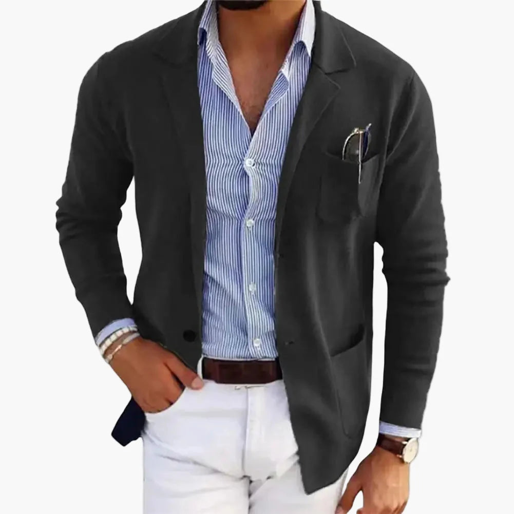 Men's Blazer Modern Single-Breasted Business Casual Jacket with Lapel and Pockets