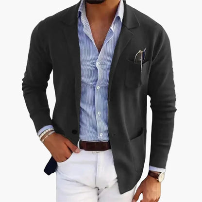 Men's Blazer Modern Single-Breasted Business Casual Jacket with Lapel and Pockets