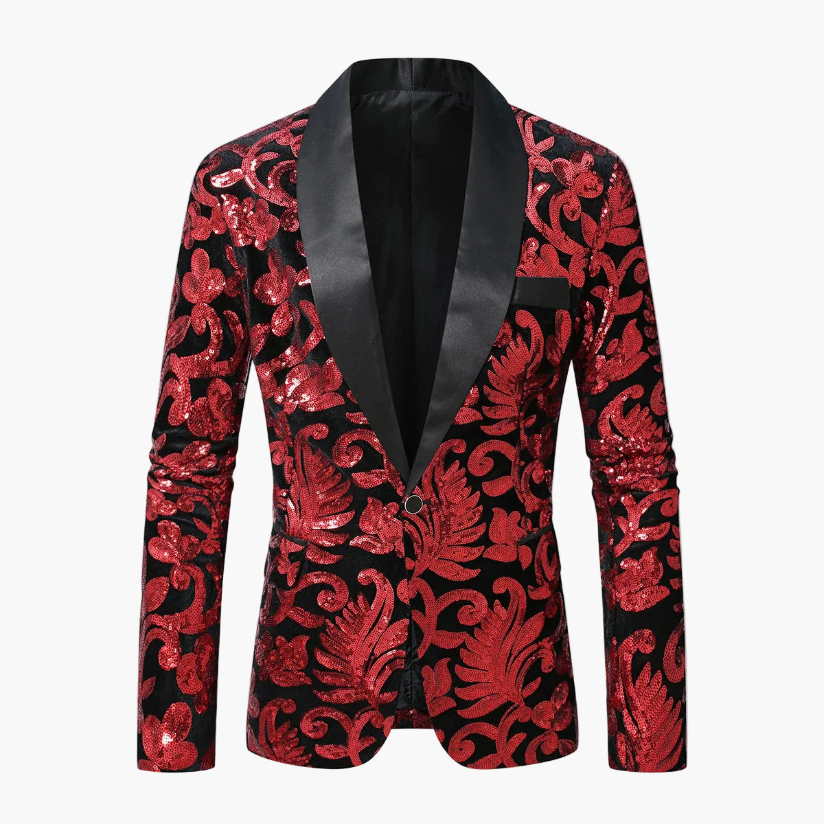 Men's Tuxedo Jacket – Elegant Party Blazer with Glitter Sequins and Modern Shawl Collar for Festive Occasions