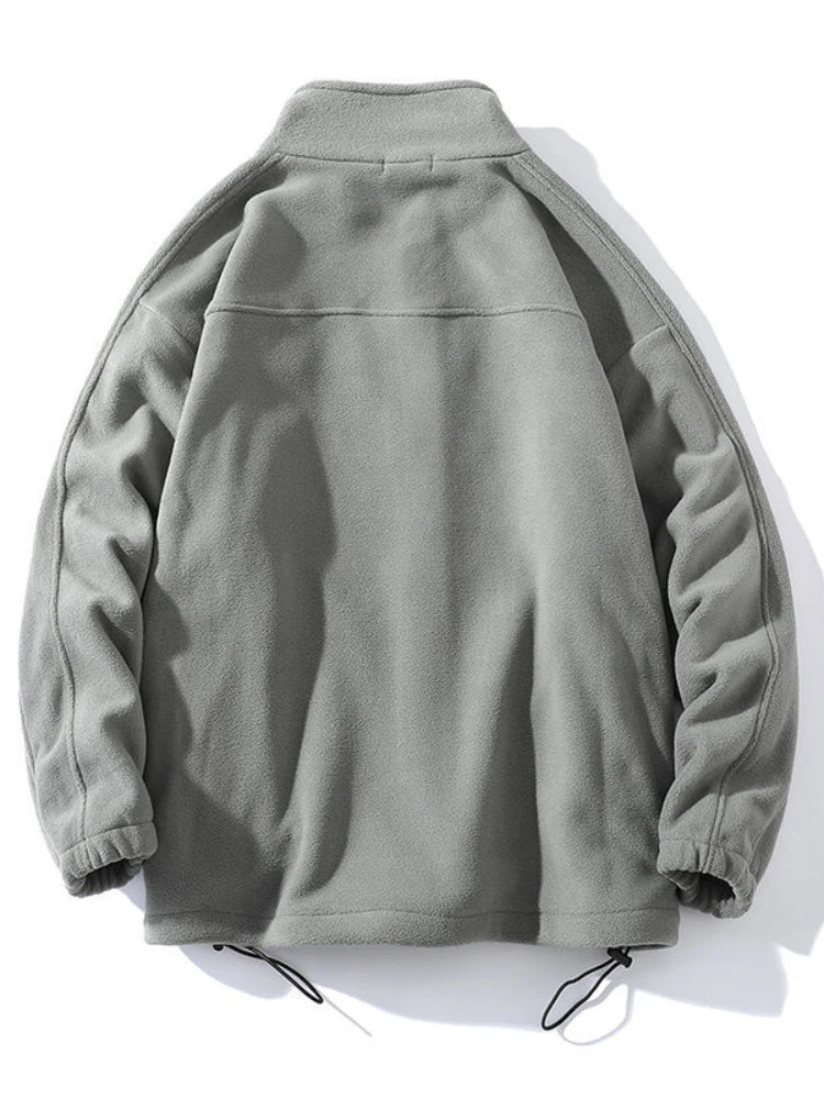 Unisex Fleecejacke mit Stehkragen und Reißverschluss