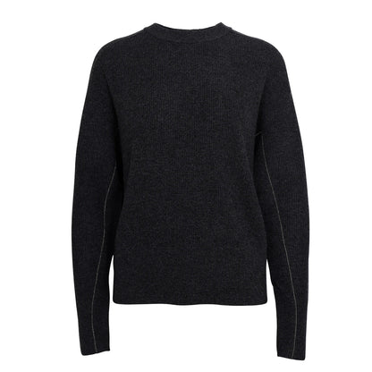 Women's ribbed crew-neck long-sleeve sweater