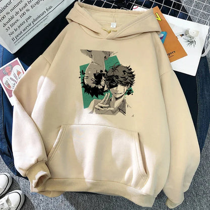 Hoodie with graphic print, long sleeves, hood, and kangaroo pocket