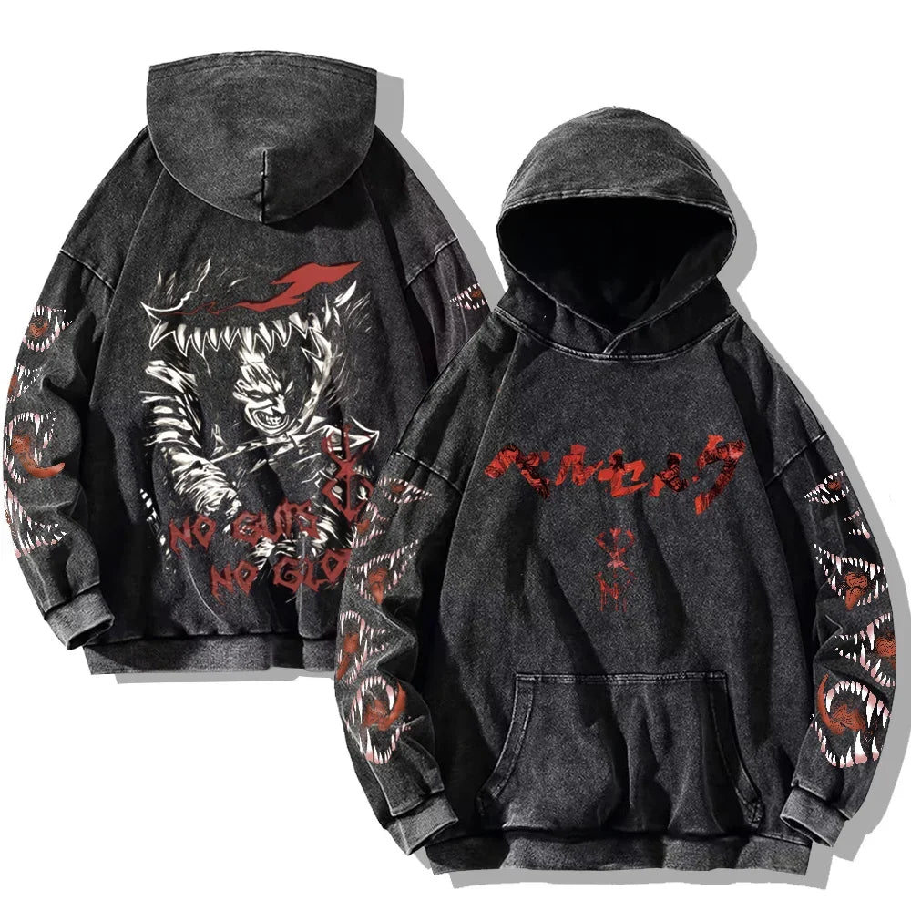 Oversized washed unisex hoodie with graphic print