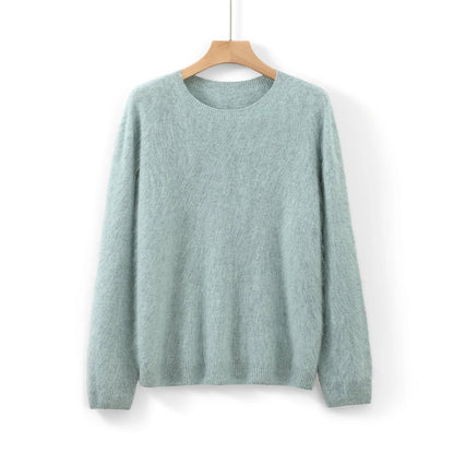 Soft women's crew-neck long-sleeve knit sweater