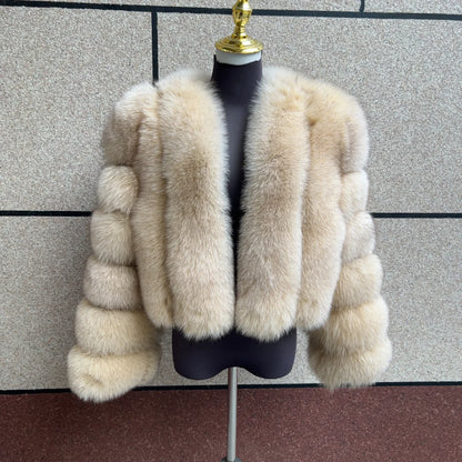 Kurze Damen Pelzimitat Jacke Winter Warm Cropped
