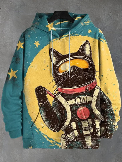 Hoodie with cat print and kangaroo pocket – Various designs