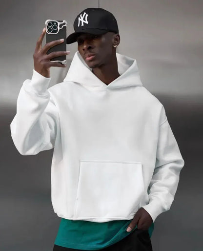 Men's Oversized Hoodie with Kangaroo Pocket, Solid Color
