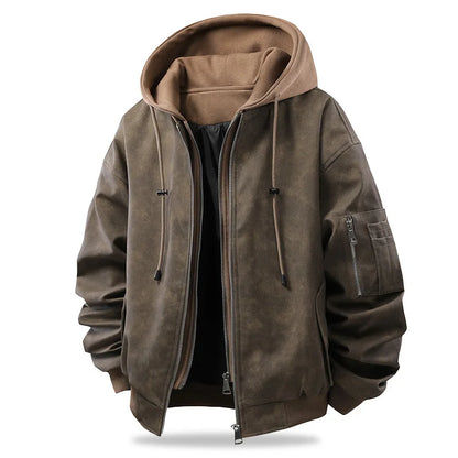 Herren Bomberjacke mit Kapuze, Schwarz