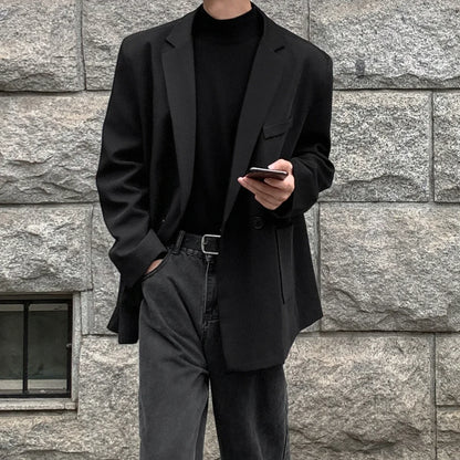 Men's blazer jacket with a relaxed fit, single-breasted
