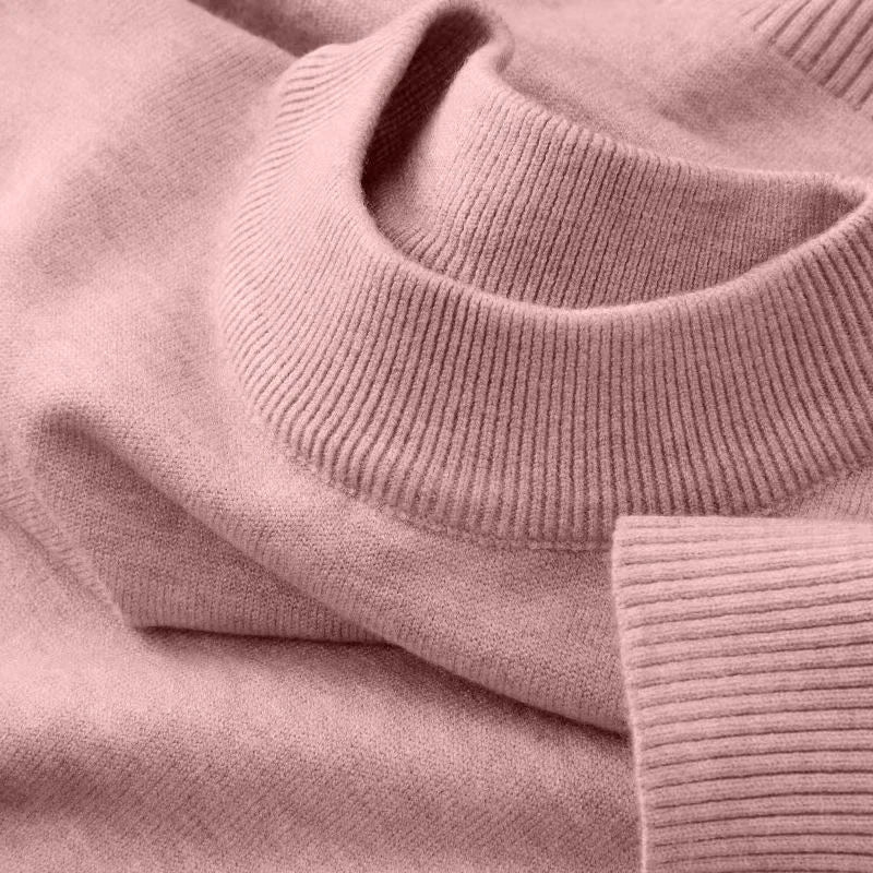 Strickpullover Rundhals Rippbündchen Uni Farbe – Weich & Bequem