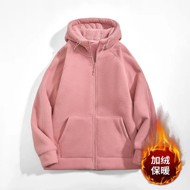 Unisex Kapuzenjacke mit Reißverschluss, Fleece-gefüttert, Winter