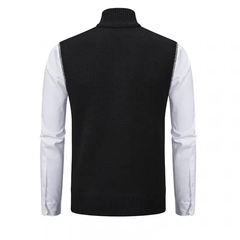 Men's knitted vest with stand collar zipper
