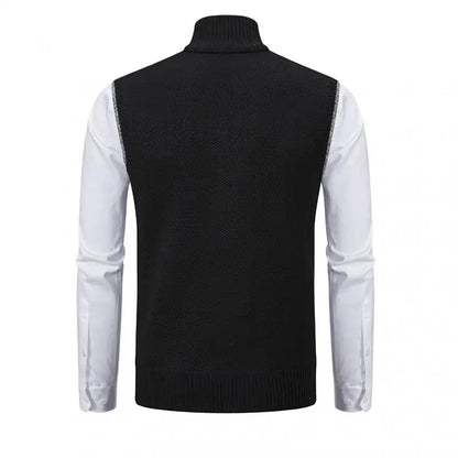 Men's knitted vest with stand collar zipper