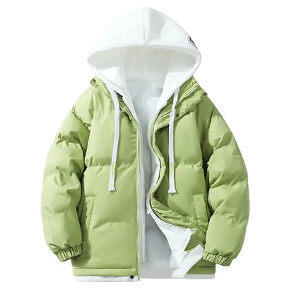 Unisex winter quilted jacket with hood – fashionable casual coat for women and men