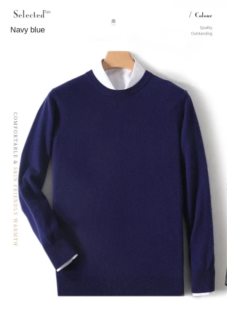 Men's Crew-Neck Sweater, Long-Sleeve, Made of Soft Material