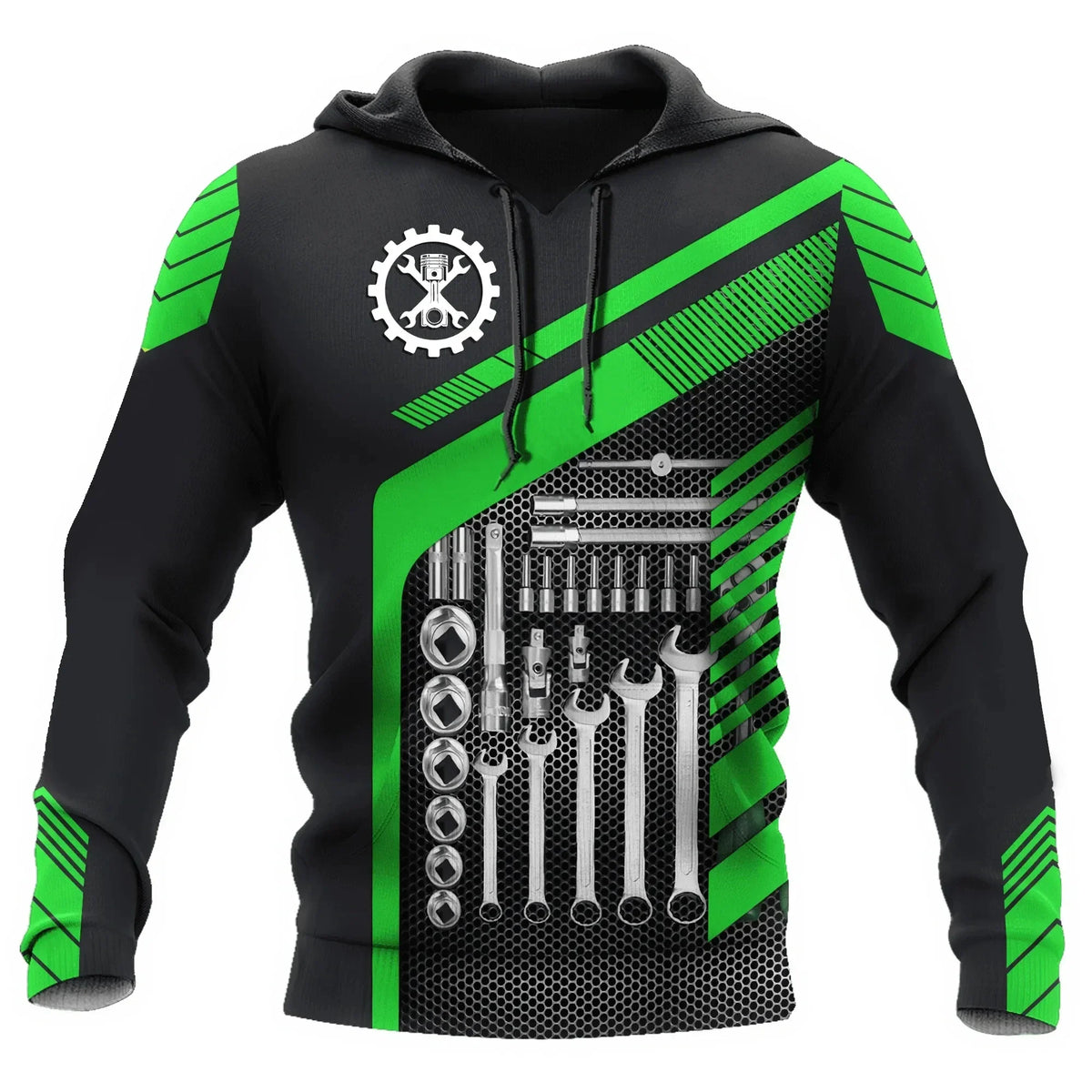 Hoodie mit Mechaniker-Thema und Grafikdruck, verschiedene Designs