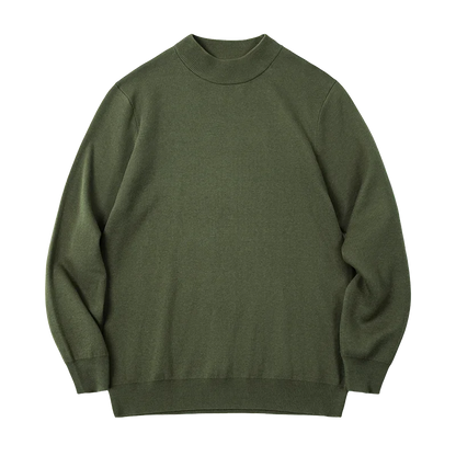 Men's mock-neck fine-knit sweater long-sleeve solid color