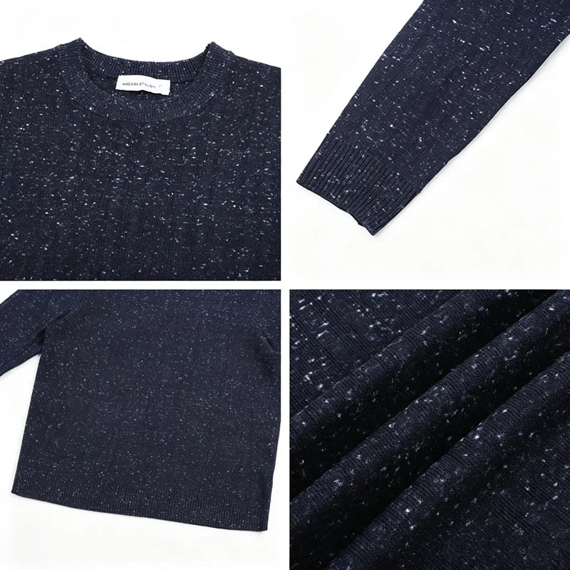Men's crew-neck sweater with a marled effect, long sleeves