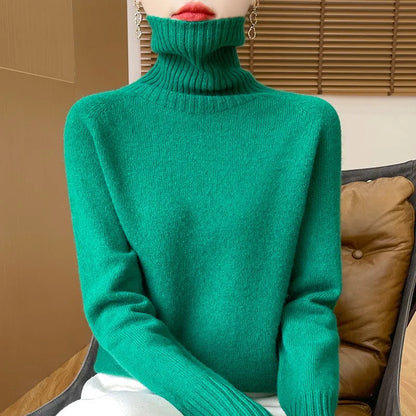 Damen Rollkragenpullover Strickpullover Weich Schlicht Langarm