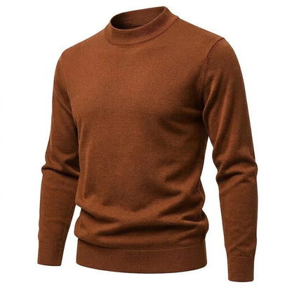 Men's long-sleeve mock-neck basic knit sweater