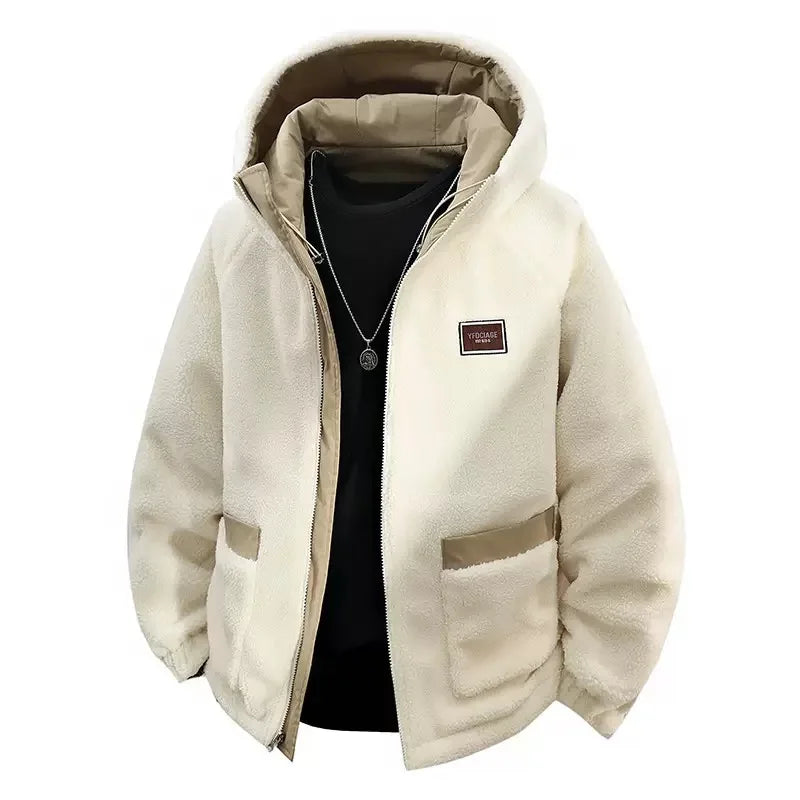 Men's winter jacket with hood and soft fleece lining