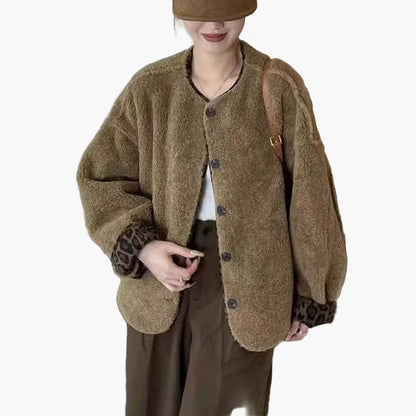 Damen Vintage Oversize Jacke mit Knopfleiste – Modischer Herbstmantel für Alltag & Freizeit
