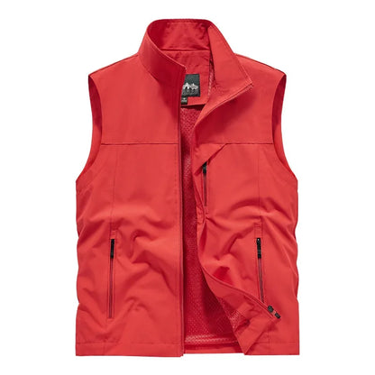 Herren Outdoor Weste mit Stehkragen - Winddichte Freizeit Jacke ohne Ärmel
