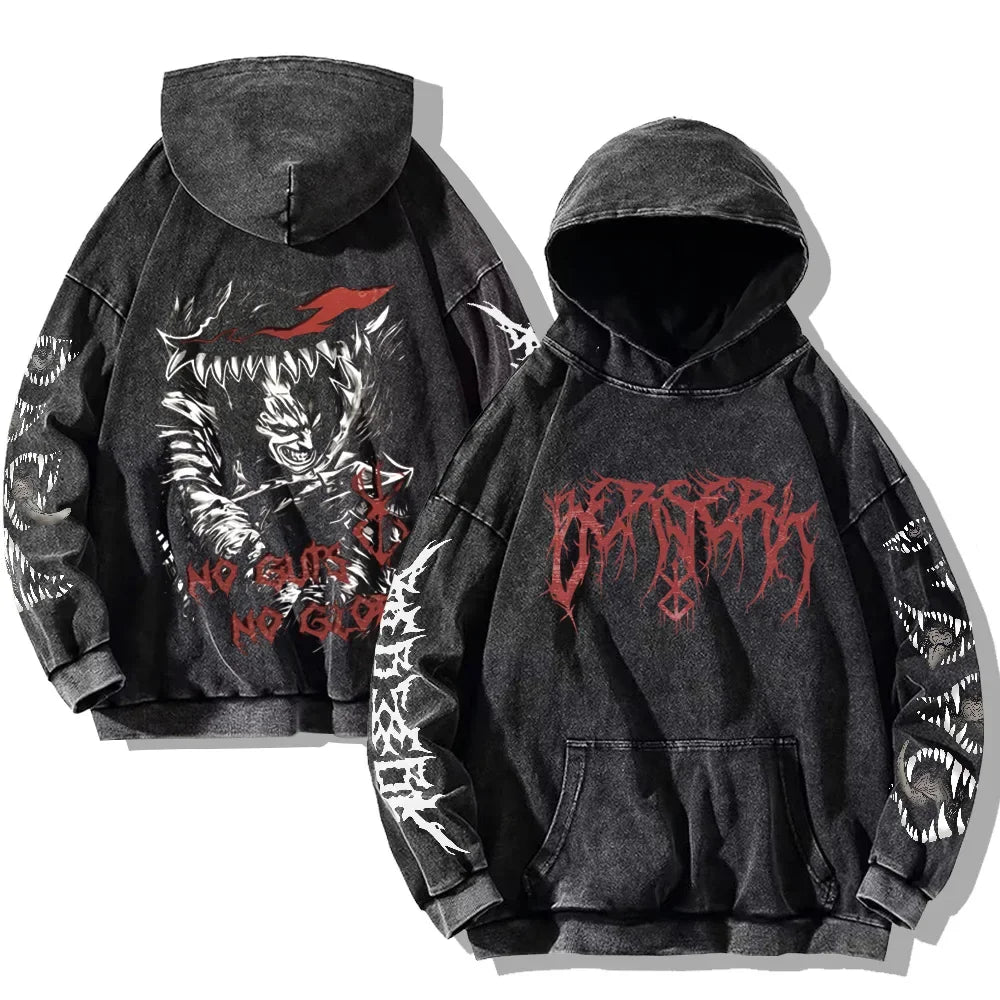 Oversized washed unisex hoodie with graphic print