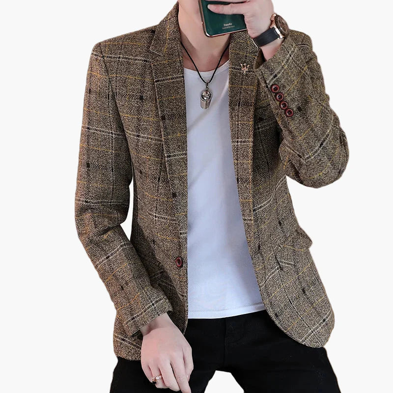 Men's Modern Checked Blazer – Stylish Blazer for Business & Leisure