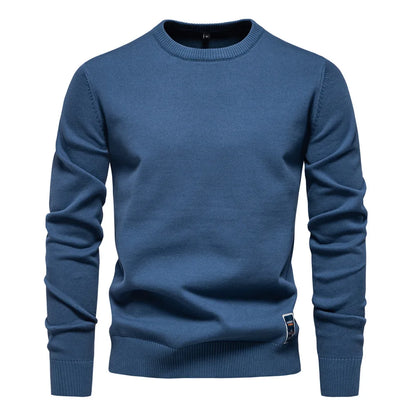 Herren Pullover Rundhals Langarm Strickpullover Einfarbig