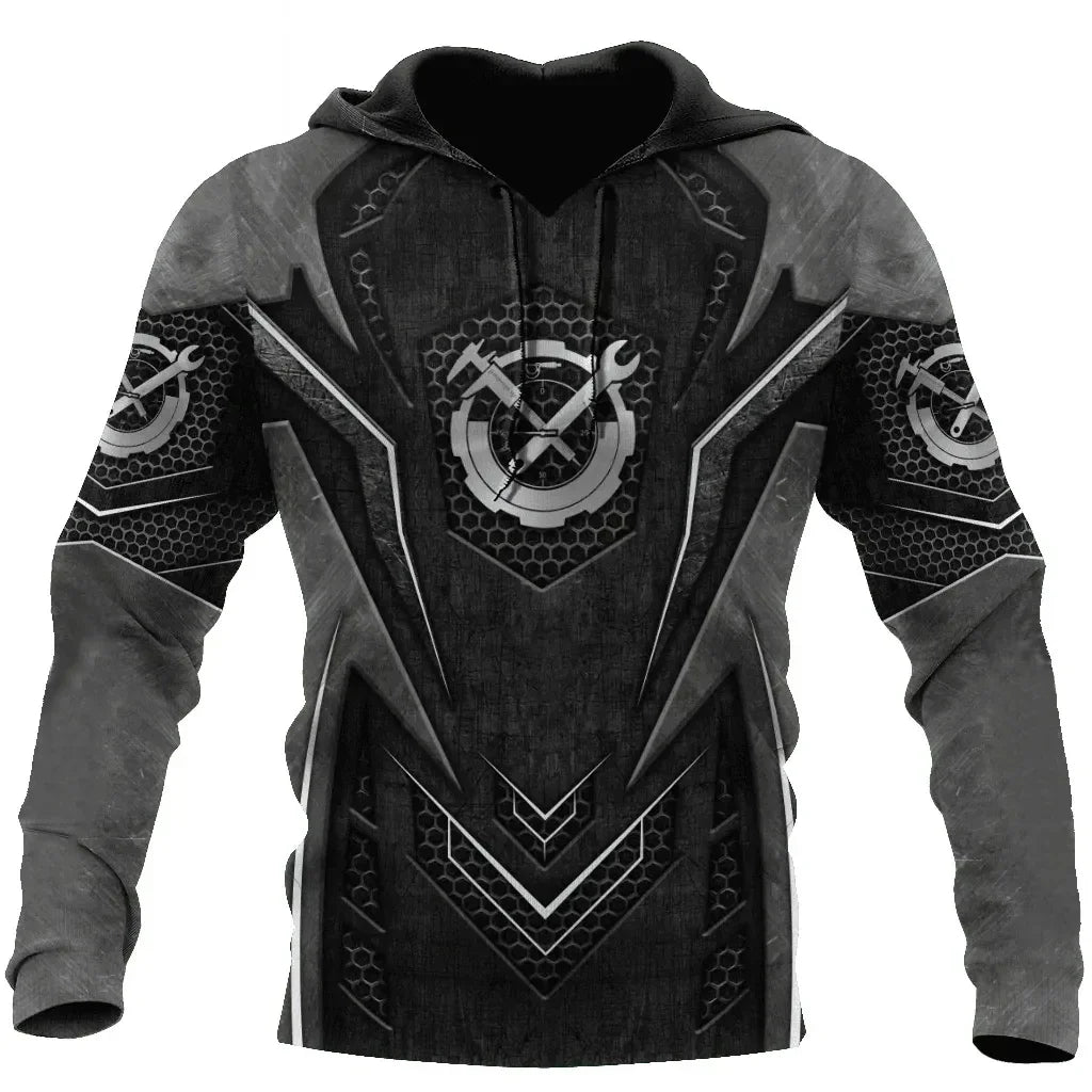 Hoodie mit Mechaniker-Thema und Grafikdruck, verschiedene Designs