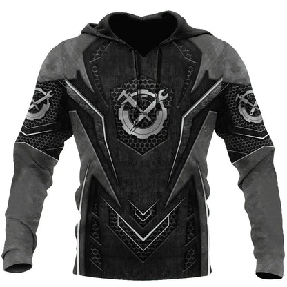 Hoodie mit Mechaniker-Thema und Grafikdruck, verschiedene Designs