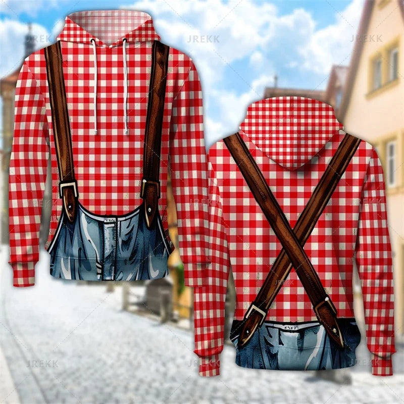 Hoodie with traditional leather pants design and hood