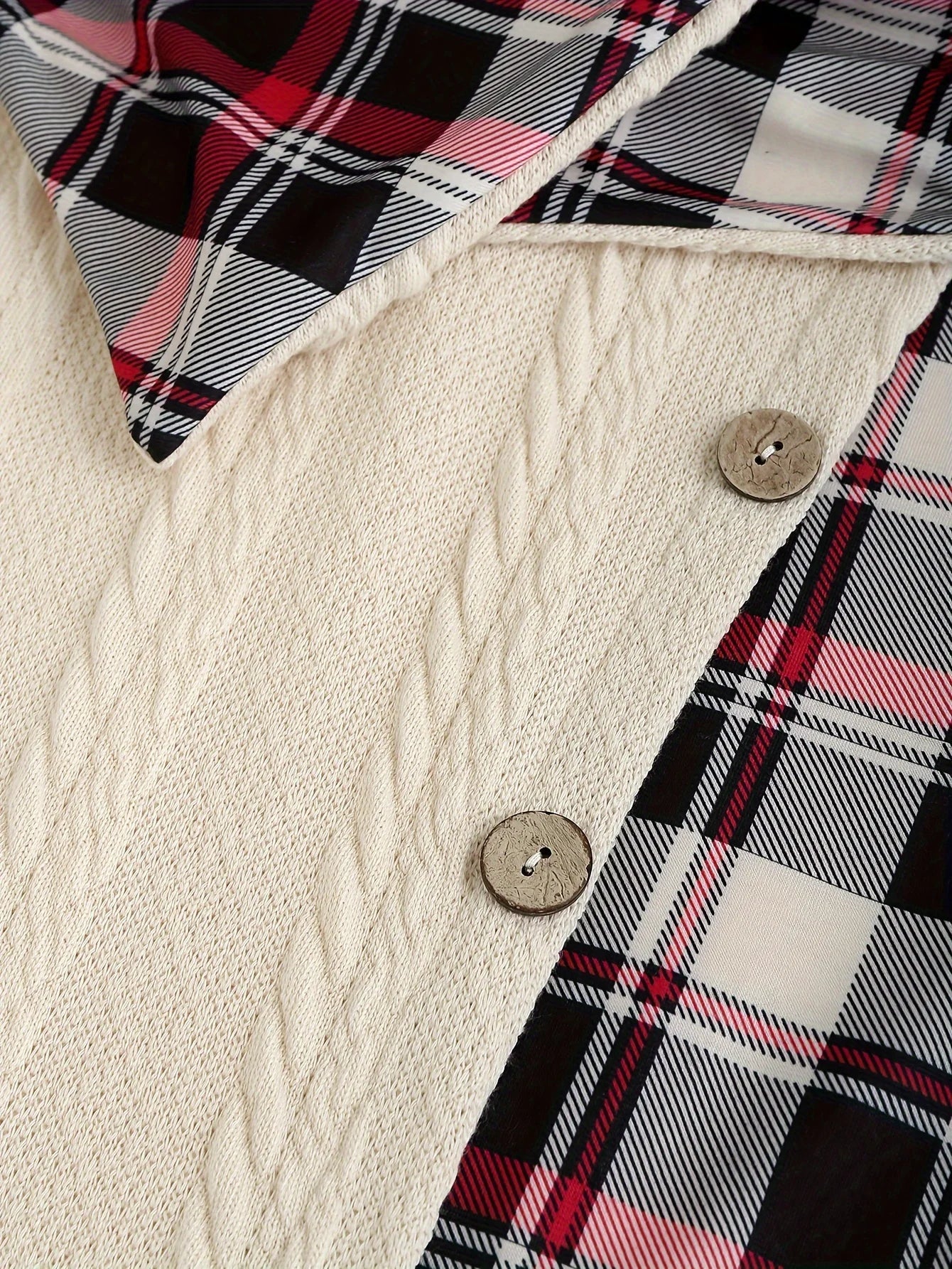 Damen Kapuzenkleid im Vintage-Stil mit Karomuster für Herbst und Winter