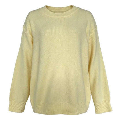 Yellow women's sweater, crew neck, long sleeve, relaxed fit