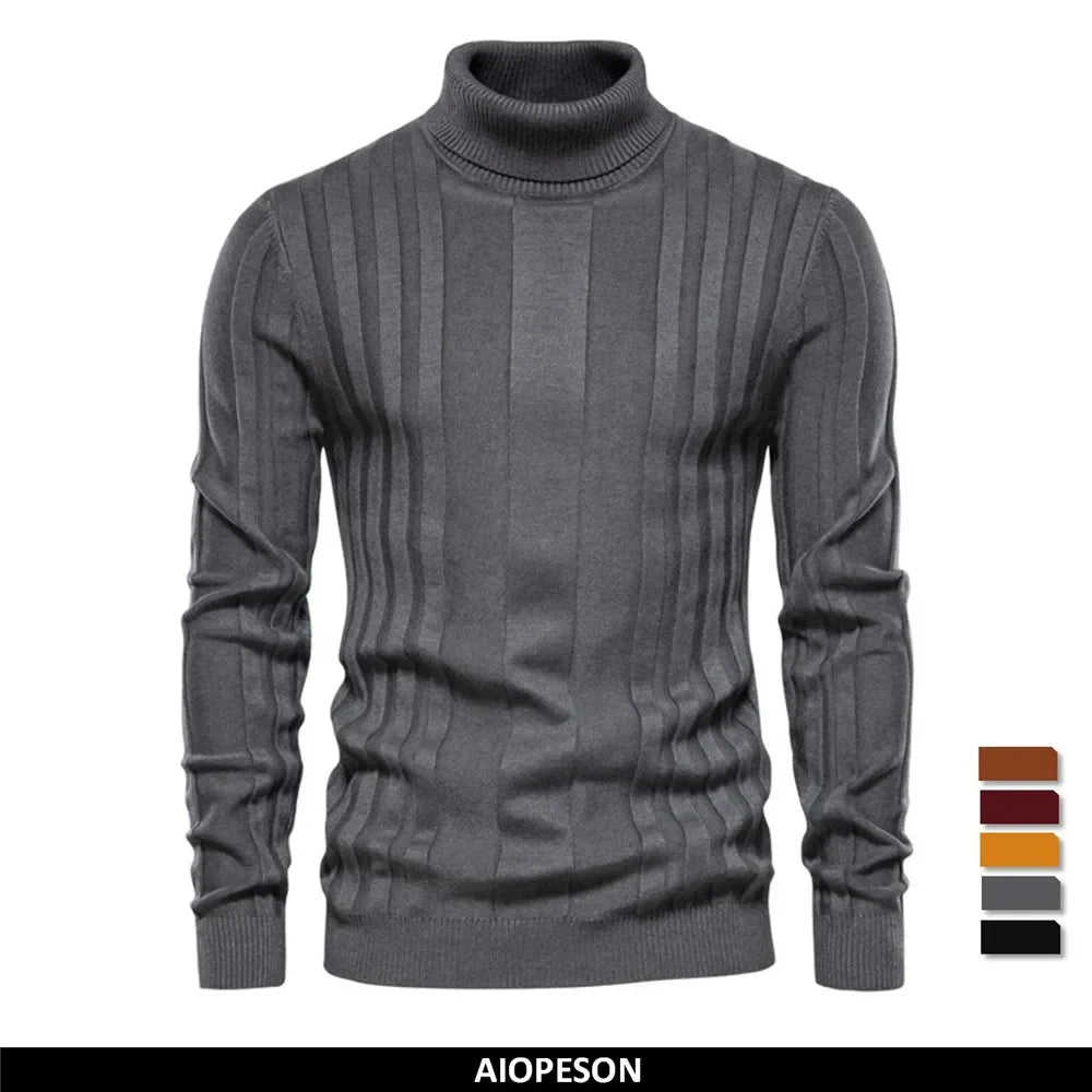 Men's rib-knit turtleneck sweater, long sleeve