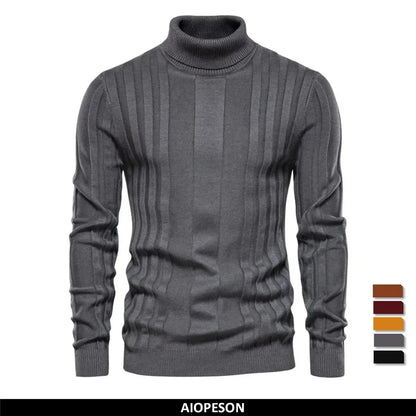 Men's rib-knit turtleneck sweater, long sleeve