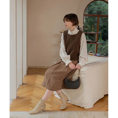 Damen Strickweste mit Zopfmuster, Quadratischem Ausschnitt, Unifarben